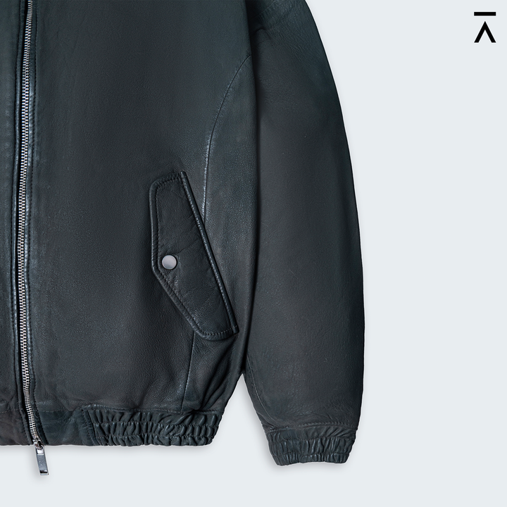 Luxe Grey Bomber Leather Jacket