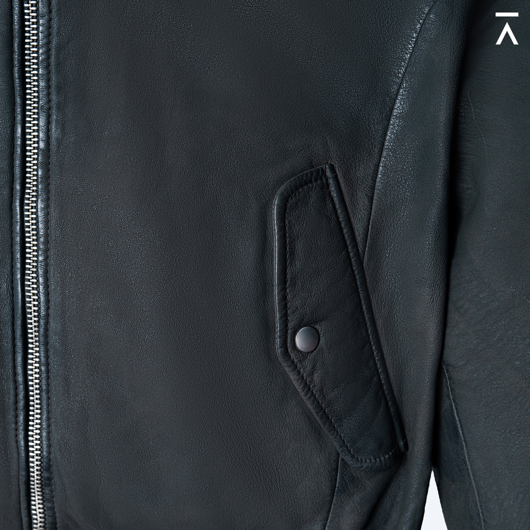 Luxe Grey Bomber Leather Jacket