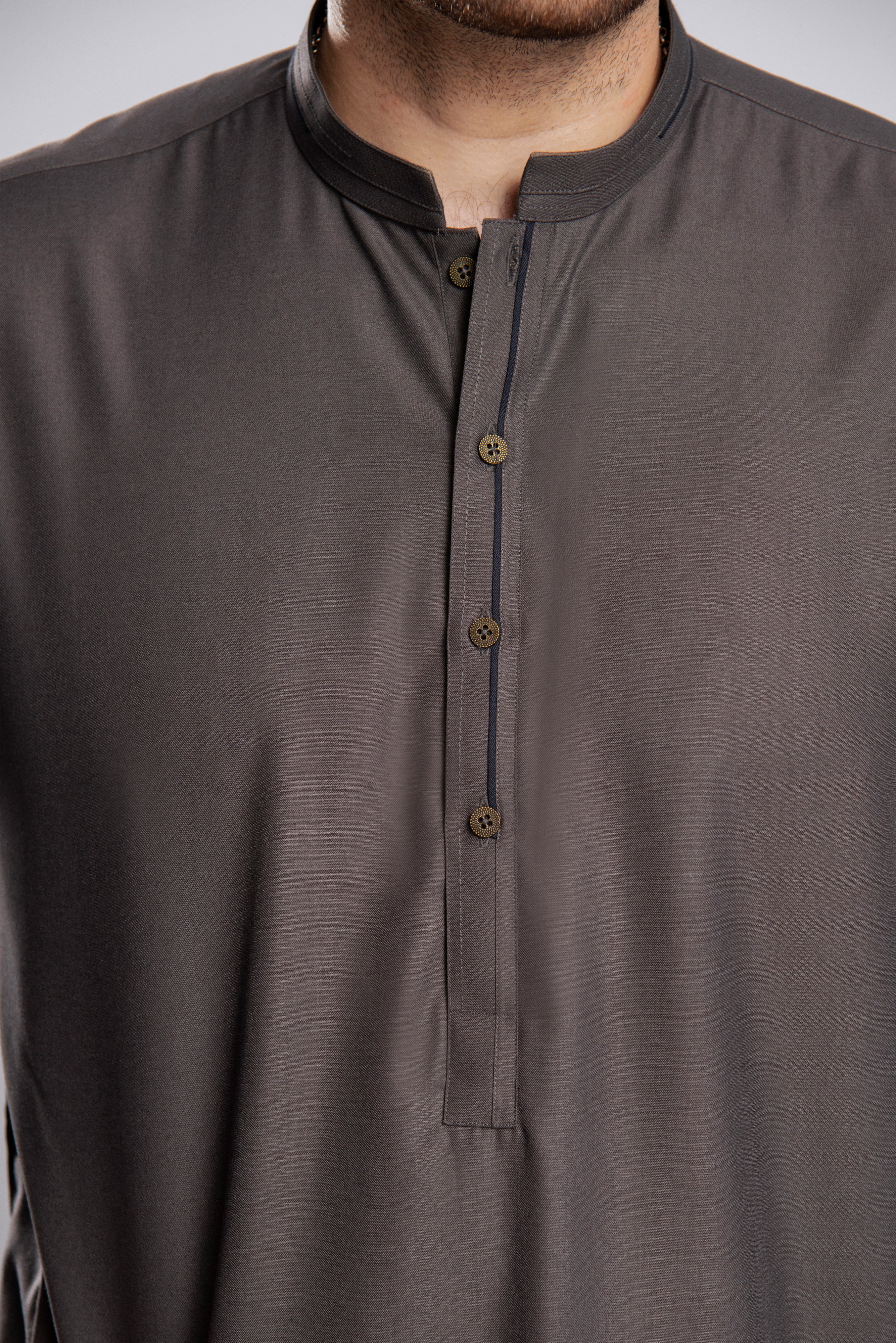 Subtle Frost Shalwar Kameez - Dark Grey | Kaptan