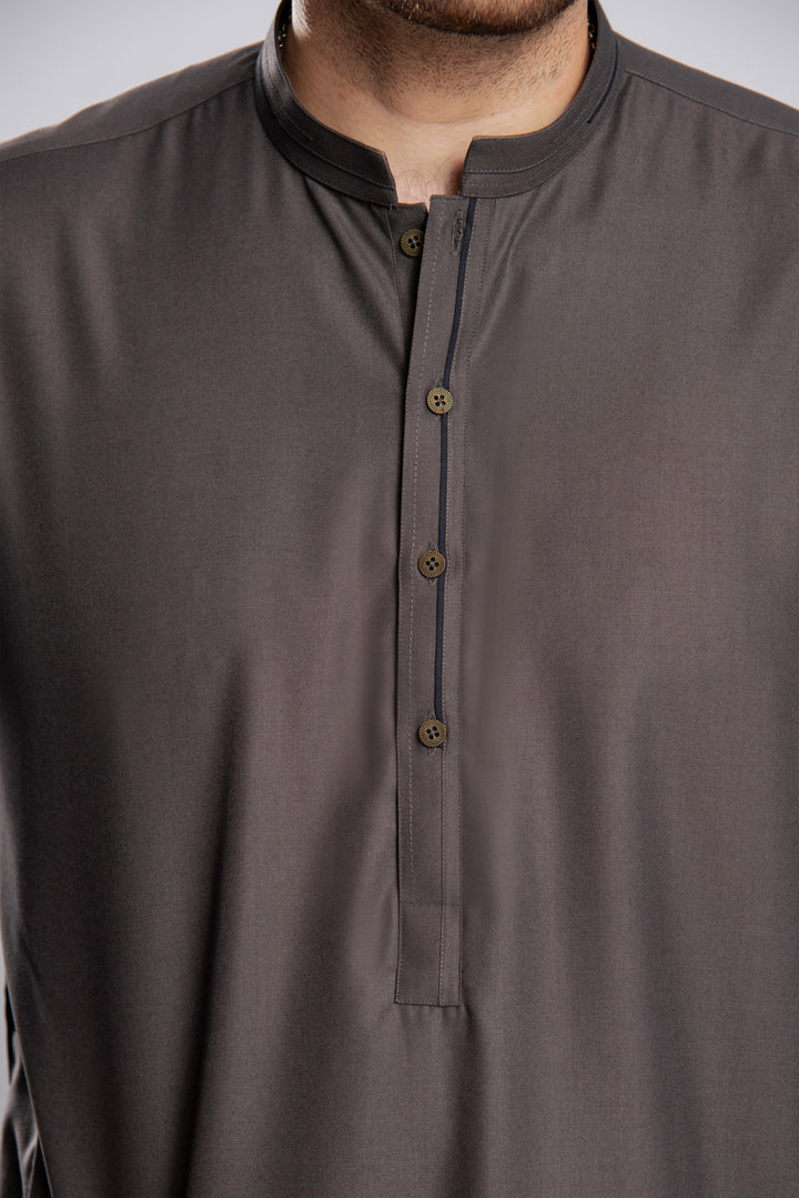 Subtle Frost Shalwar Kameez - Dark Grey | Kaptan