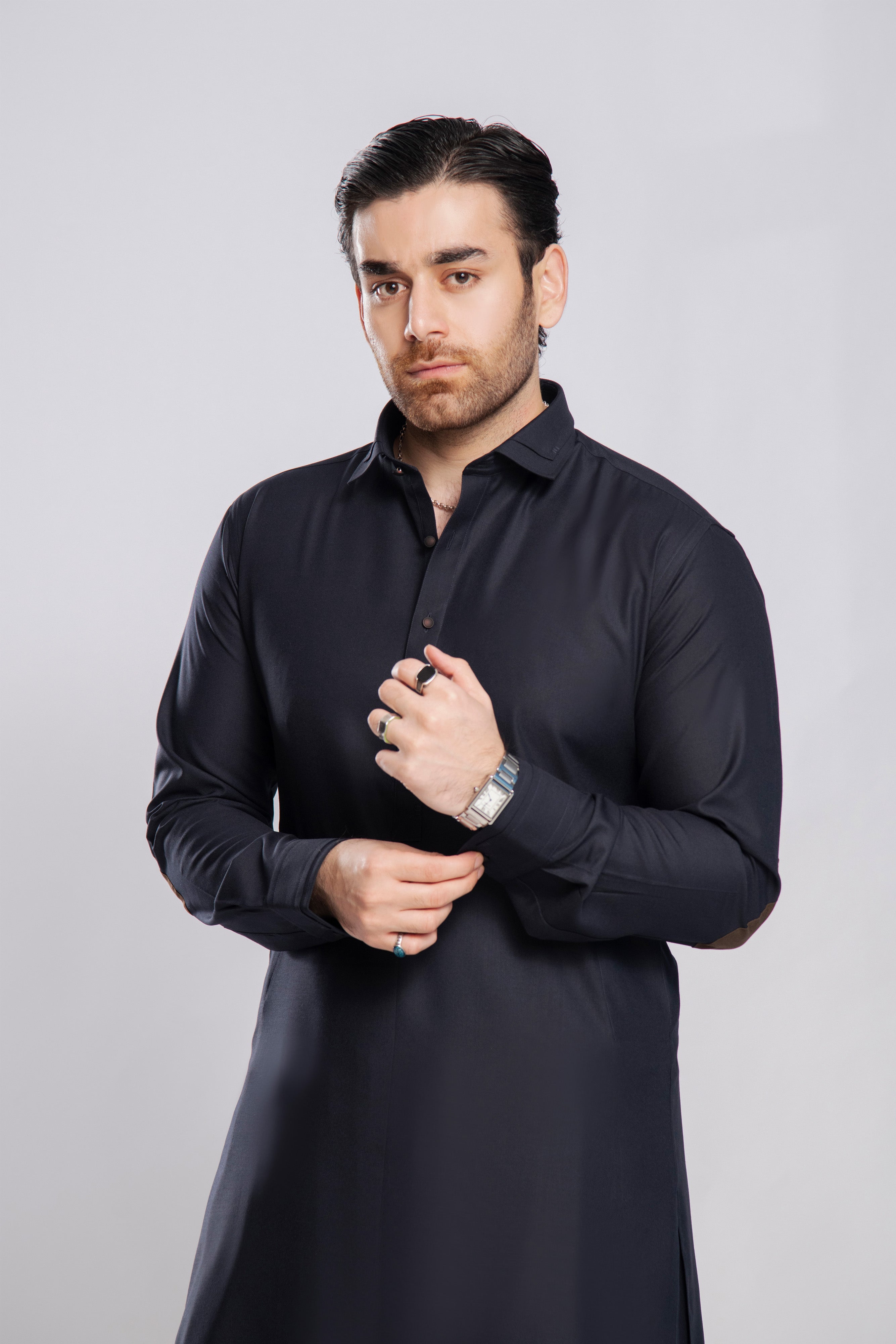 Serene Winter Navy Blue Shalwar Kameez | Kaptan