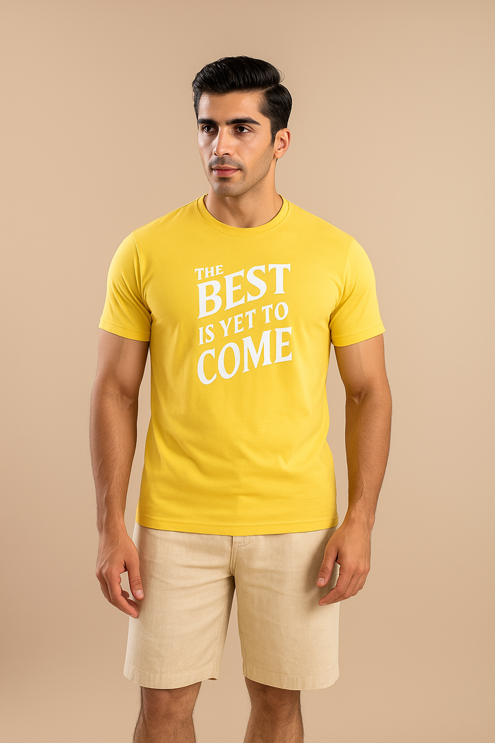 Men Basic Graphic Tees - Light Tan