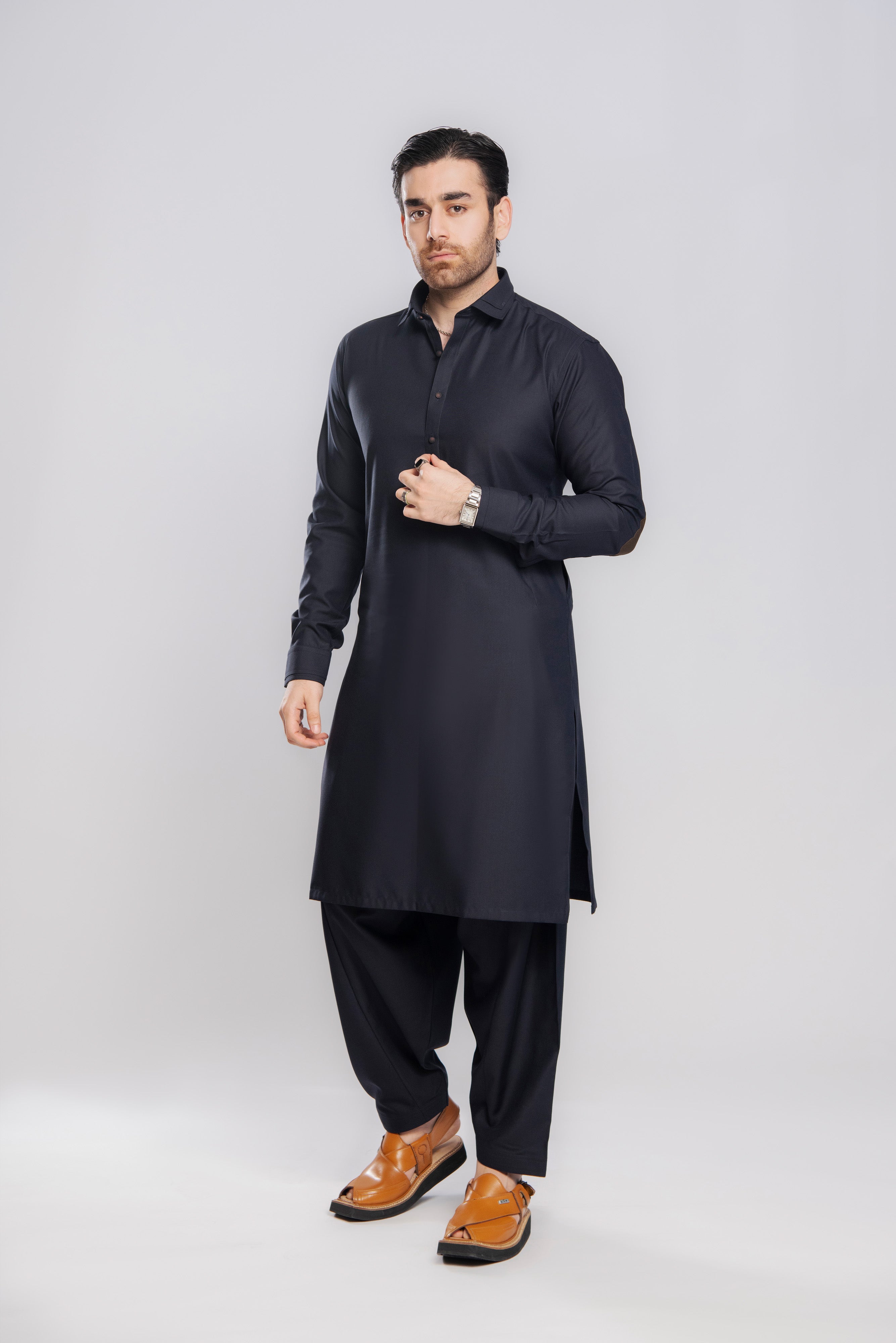 Serene Winter Navy Blue Shalwar Kameez | Kaptan