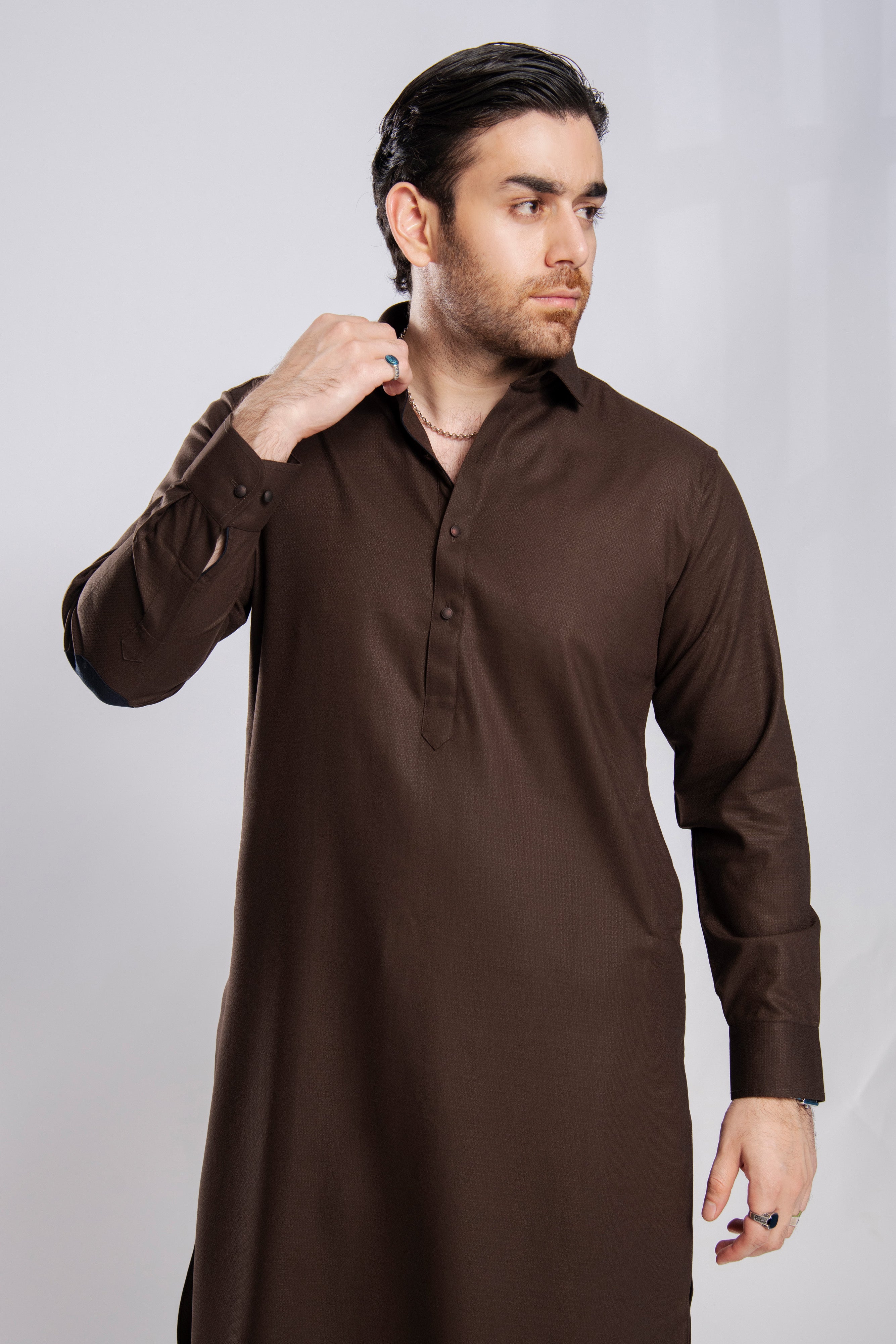 Winter Weave Shalwar Kameez - Chocolate| Kaptan