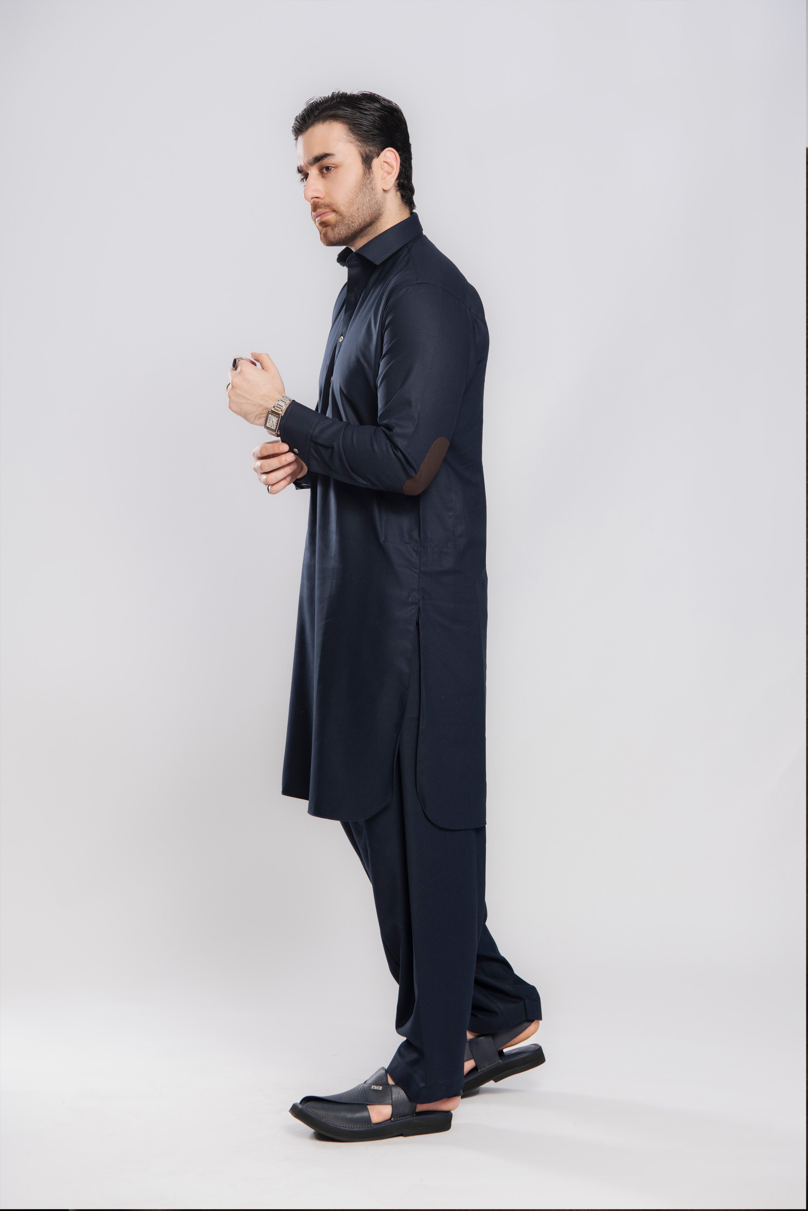 Winter Weave Shalwar Kameez - Navy | Kaptan