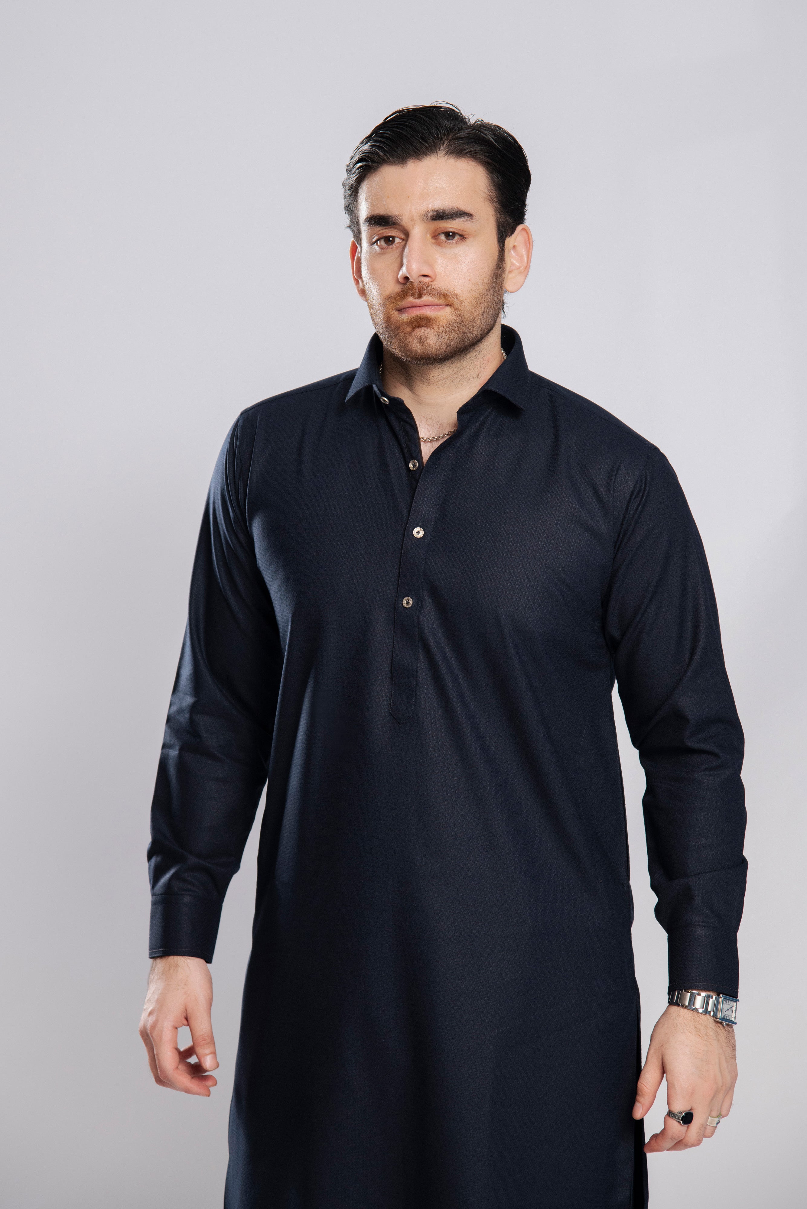 Winter Weave Shalwar Kameez - Navy | Kaptan