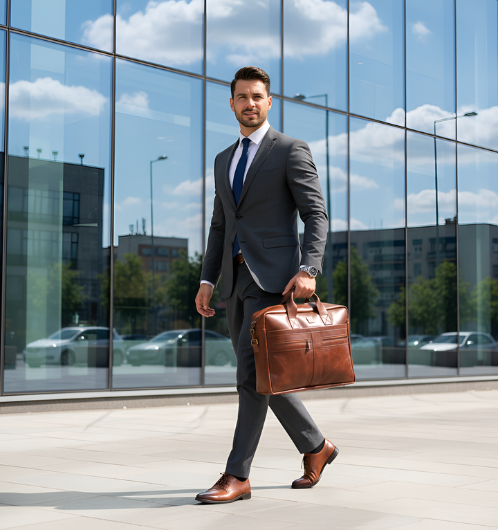 Vintage Executive Leather Briefcase - Burgundy