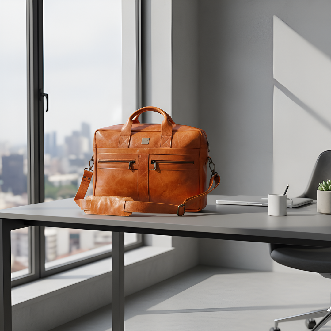 Vintage Executive Leather Briefcase - HAZEL