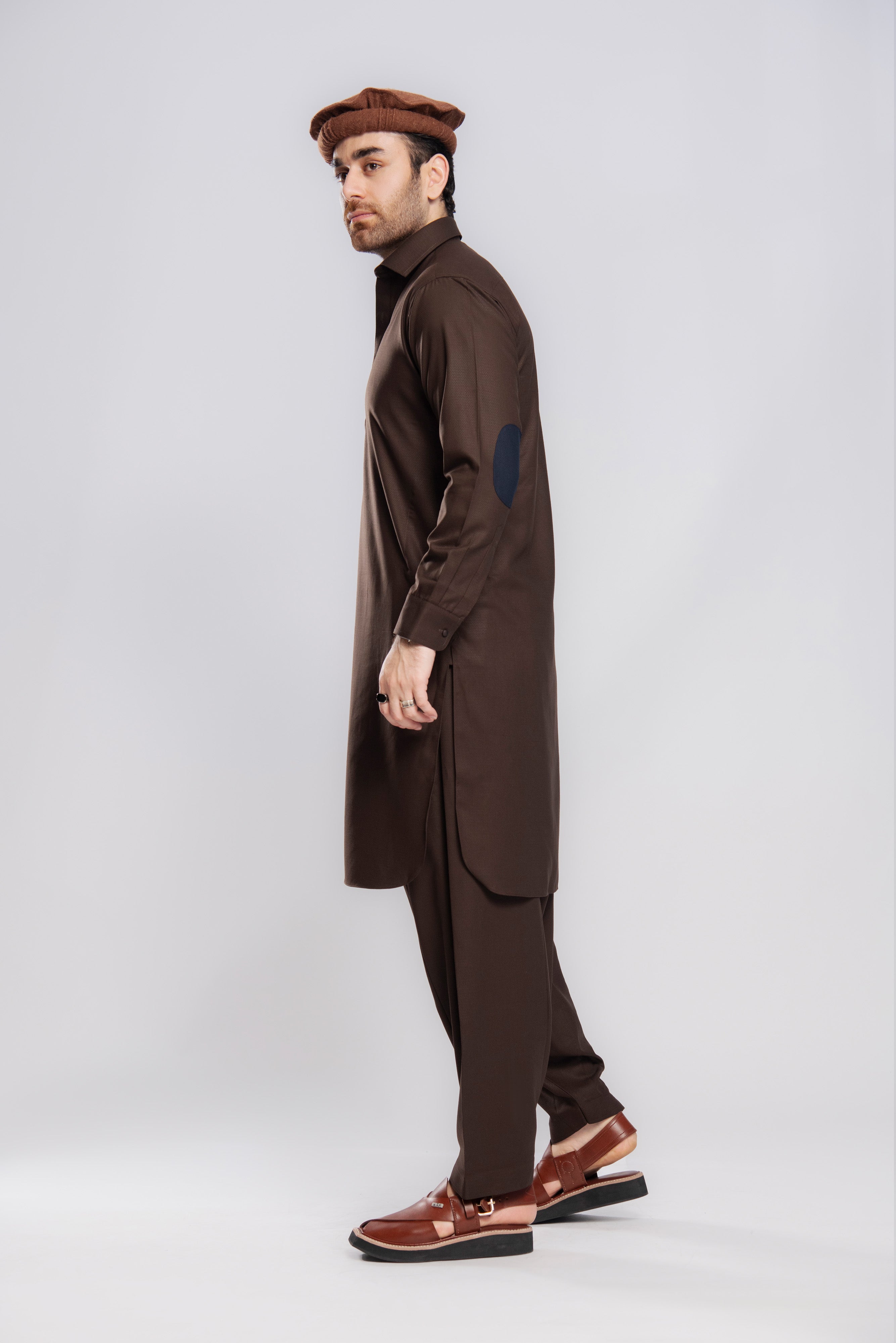 Winter Weave Shalwar Kameez - Chocolate| Kaptan