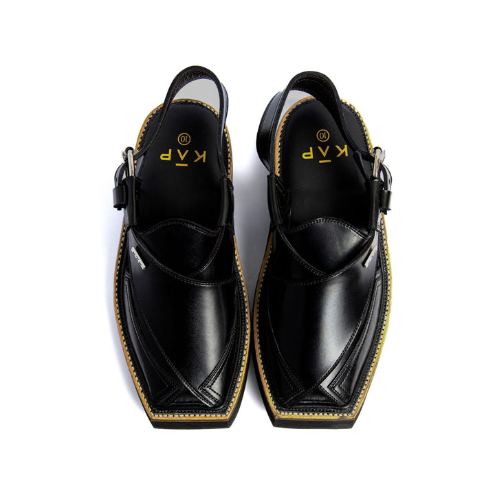 Trendsole - Classic Black Kaptan Chappal