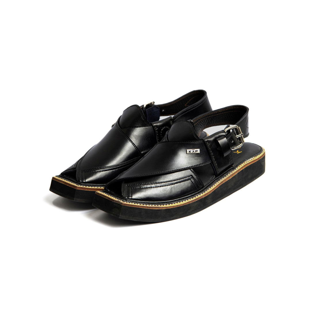 Trendsole - Classic Black Kaptan Chappal