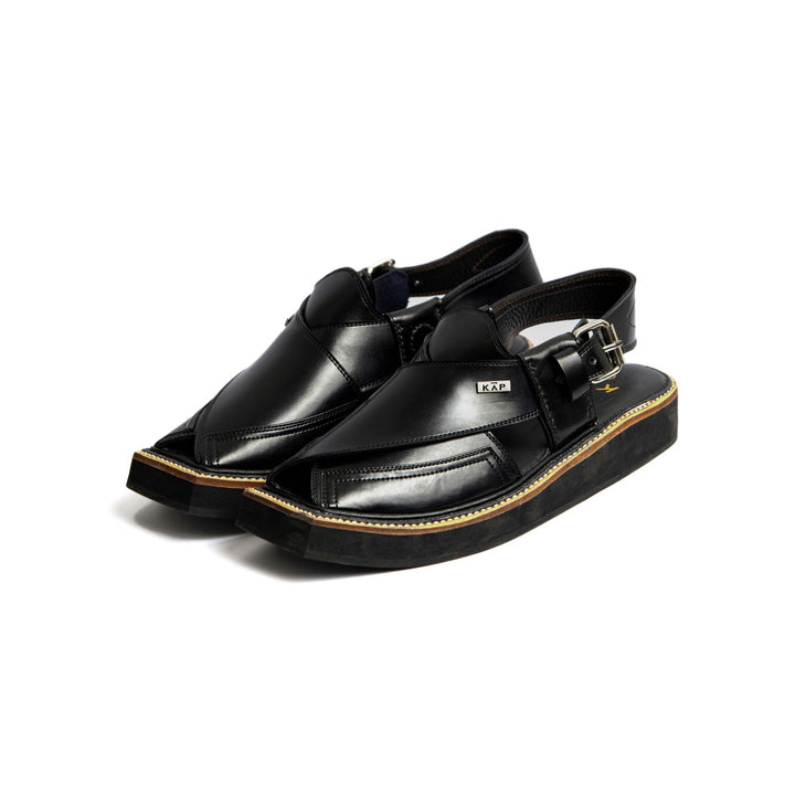Trendsole - Classic Black Kaptan Chappal