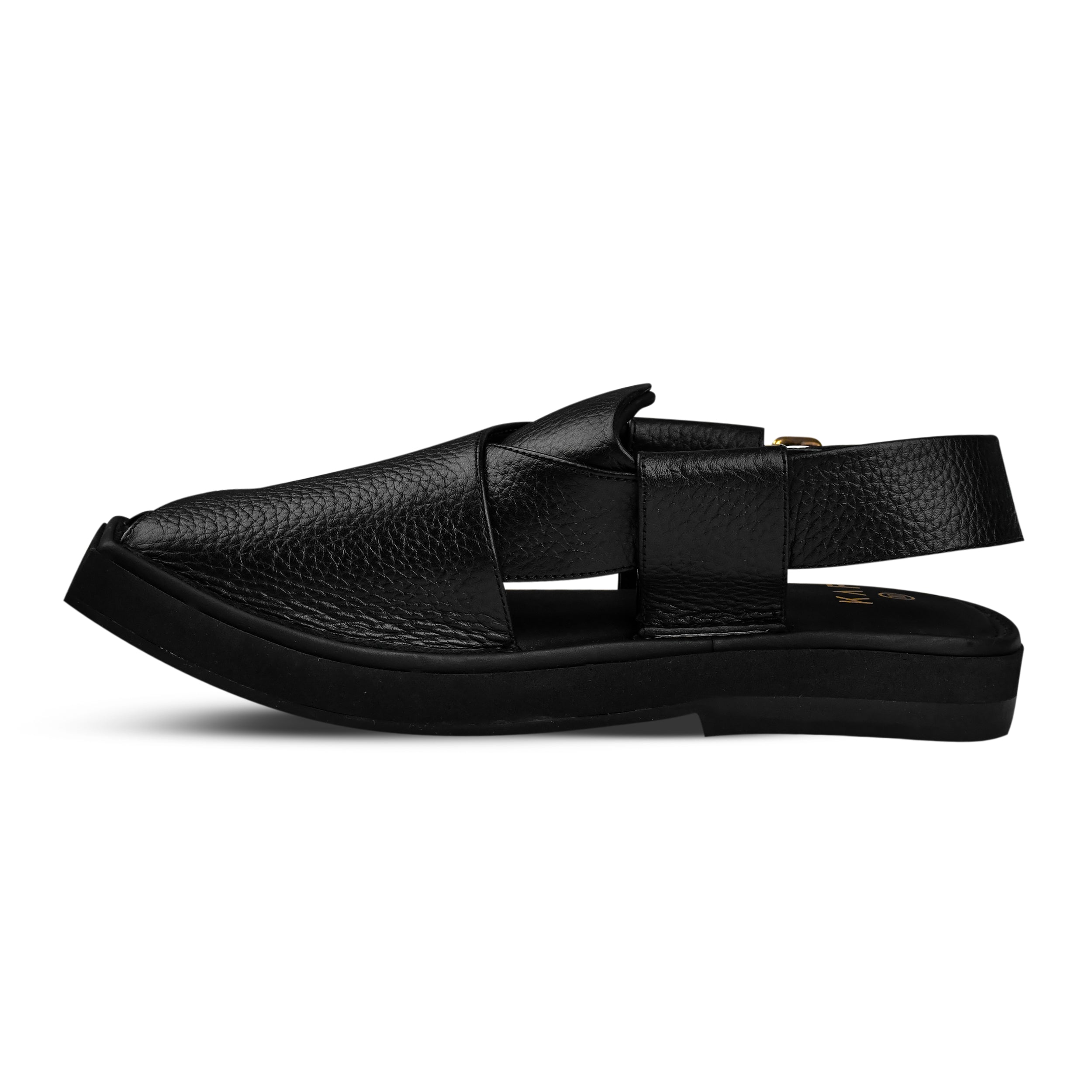 Walkway - Luxurious Grain Leather Kaptan Chappal Black