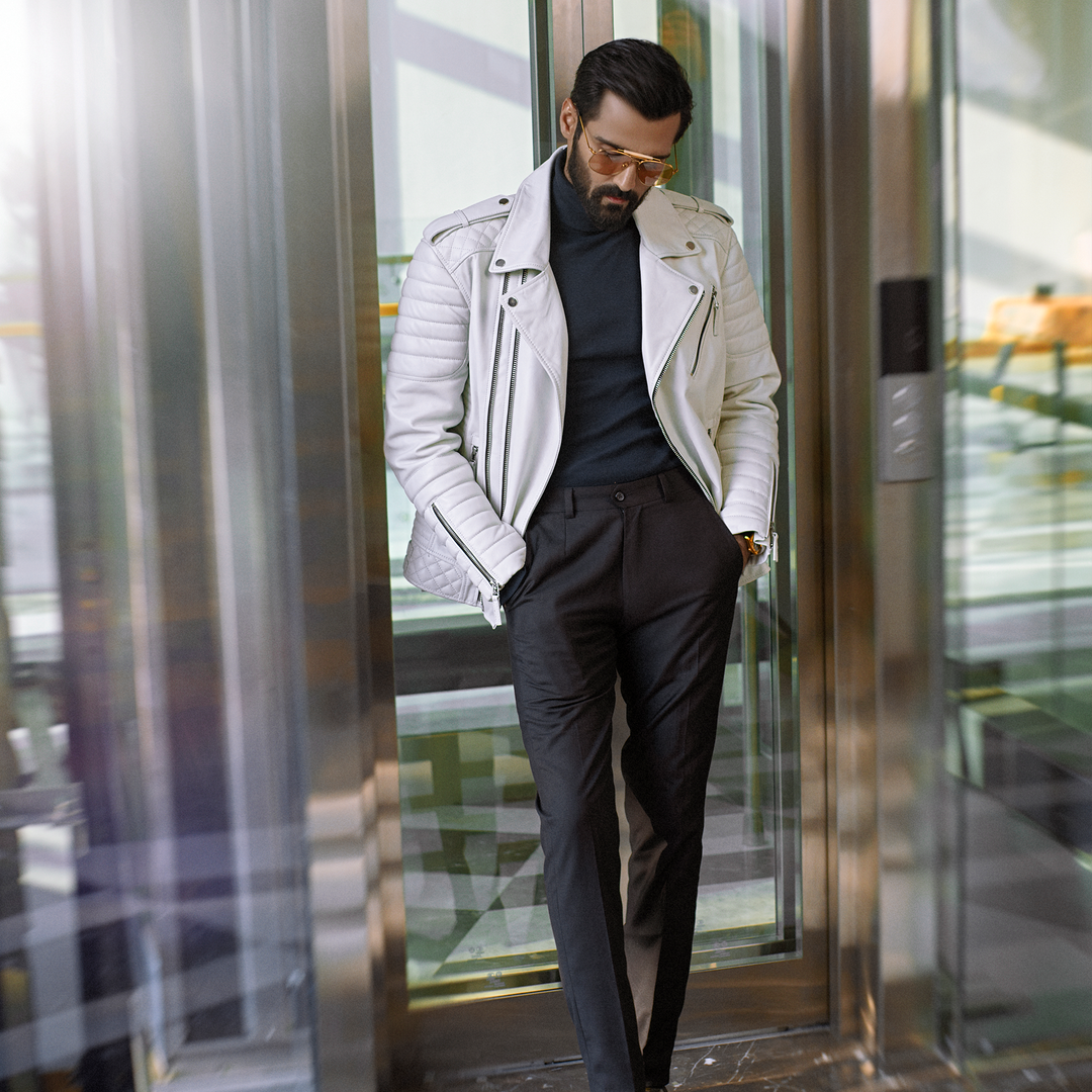 Perfecto White Leather Jacket - Star Series