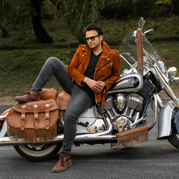 Legendary Rust Suede Perfecto Leather Jacket - Kaptan