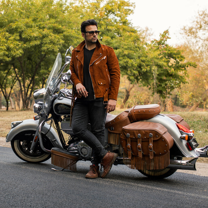 Legendary Rust Suede Perfecto Leather Jacket - Kaptan