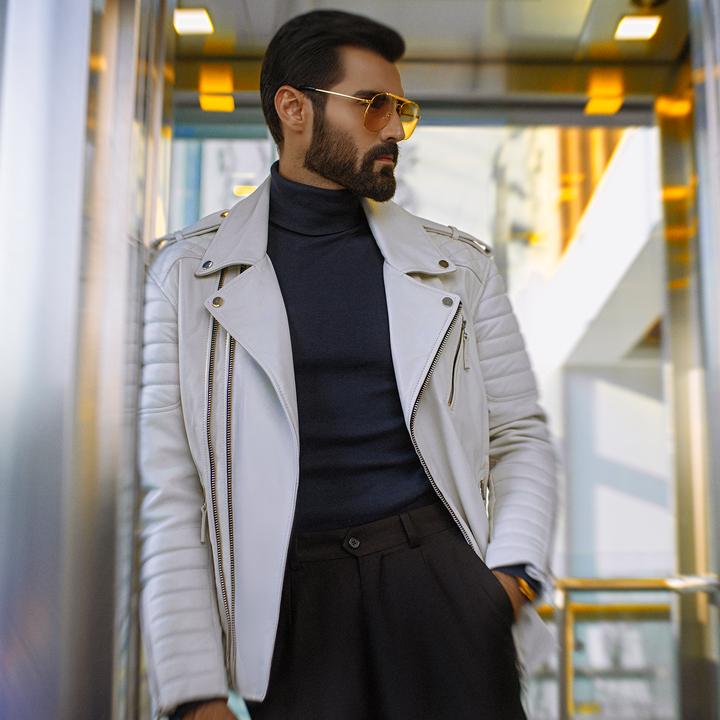 Perfecto White Leather Jacket - Star Series