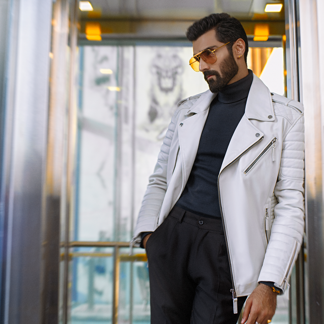 Perfecto White Leather Jacket - Star Series