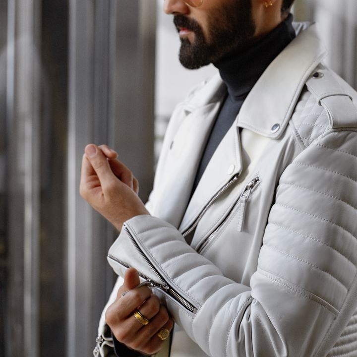 Perfecto White Leather Jacket - Star Series