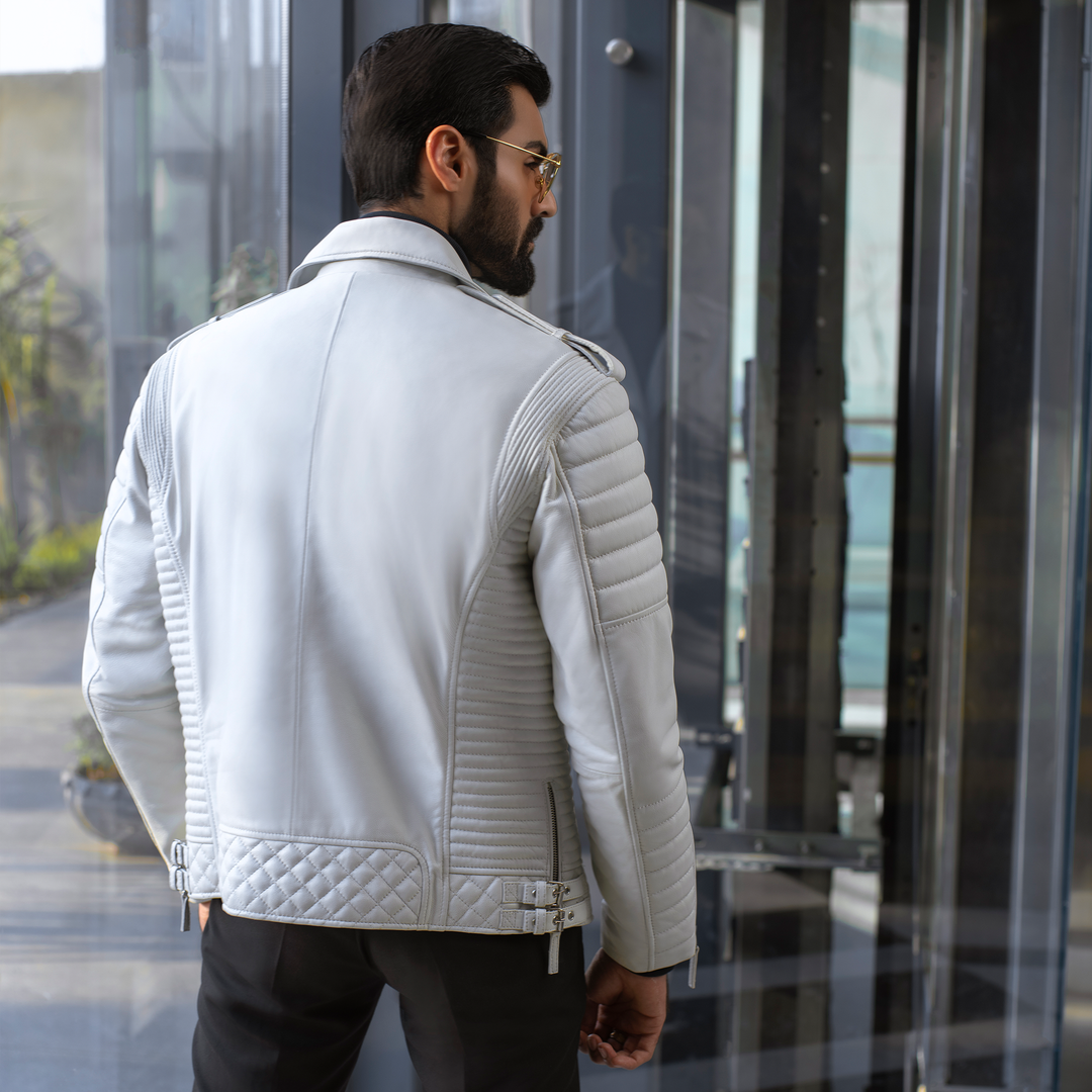 Perfecto White Leather Jacket - Star Series