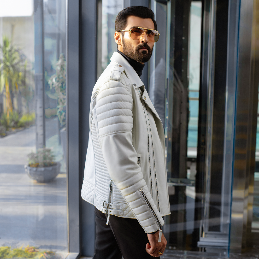 Perfecto White Leather Jacket - Star Series