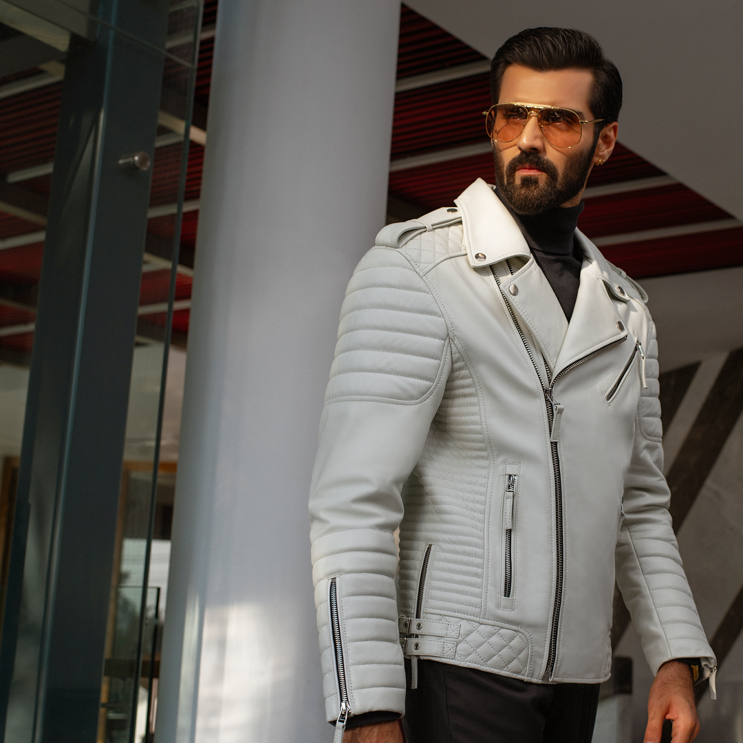 Perfecto White Leather Jacket - Star Series