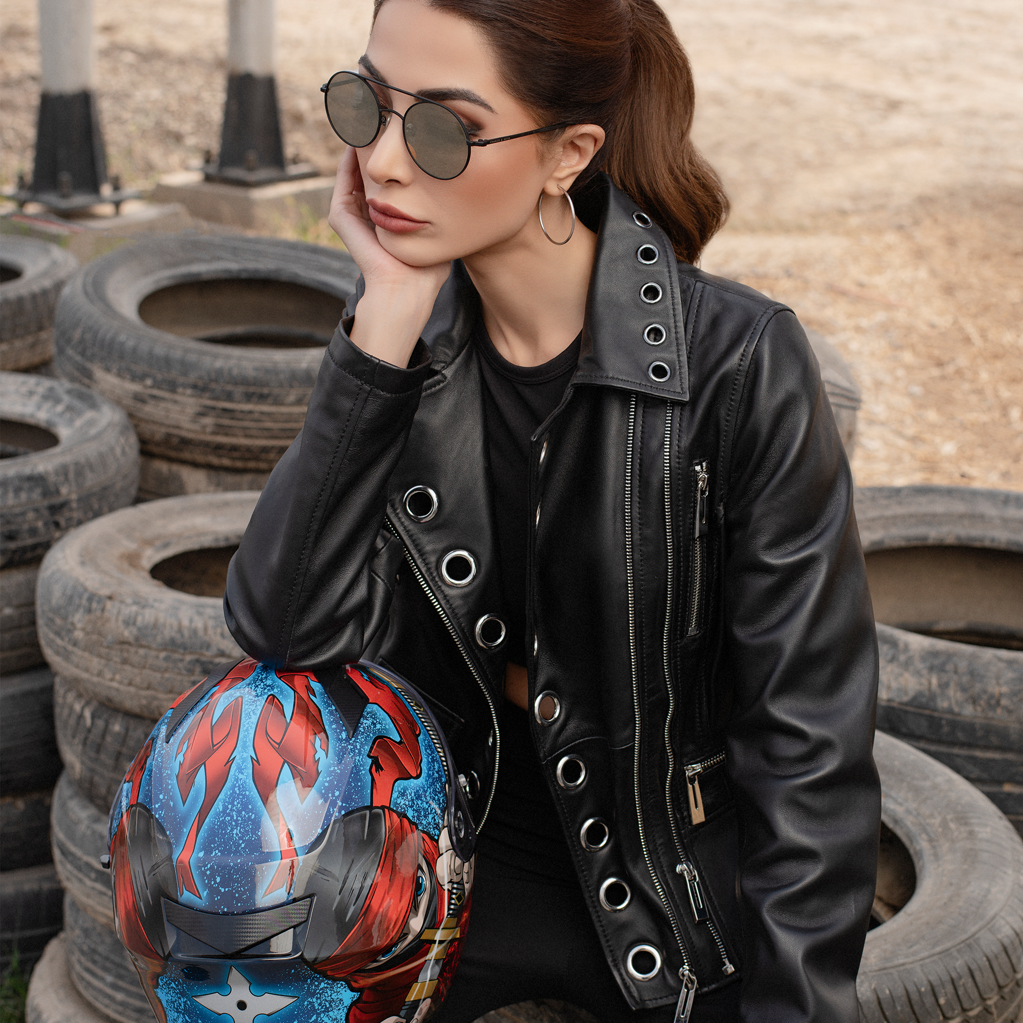 Metal Rings Perfecto Leather Jacket - Black | Kaptan