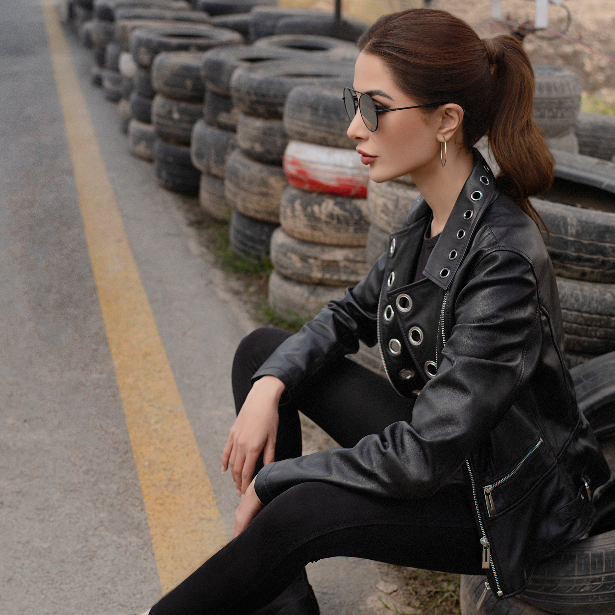 Metal Rings Perfecto Leather Jacket - Black | Kaptan