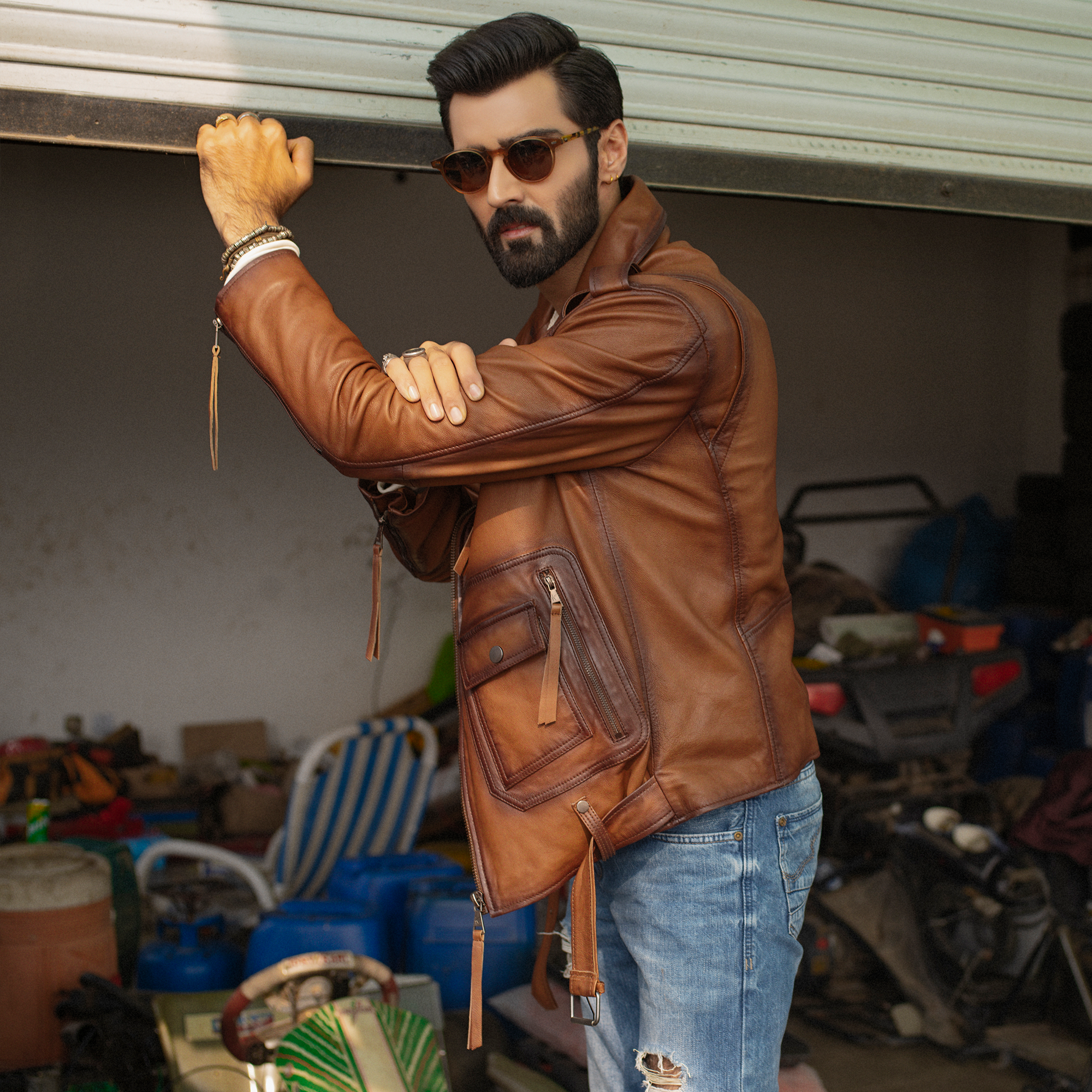 Cognac Perfecto Leather Jacket - Cowboy Edition