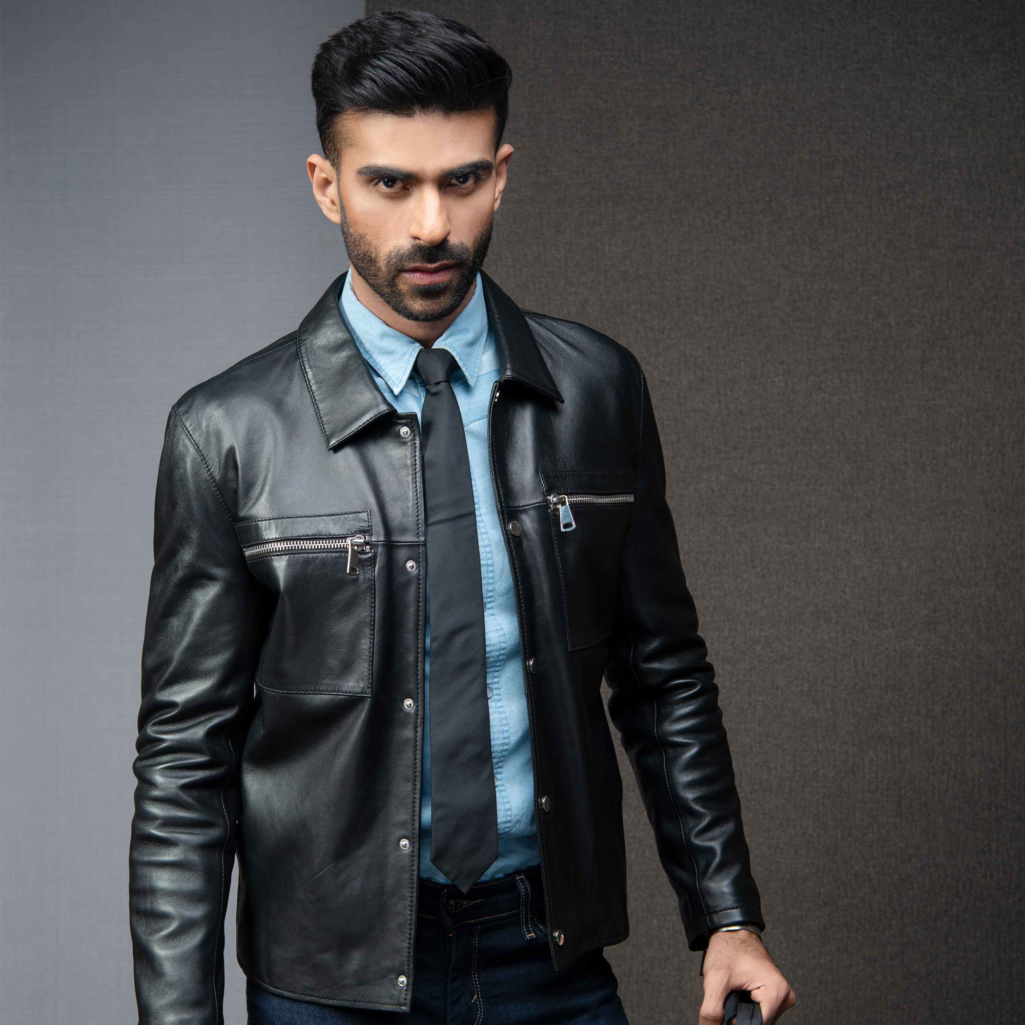 Formal Black Leather Jacket - Black | Kaptan