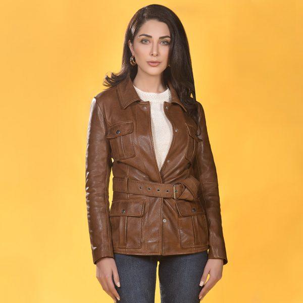 Cognac Vintage Leather Jacket - Brown | Kaptan