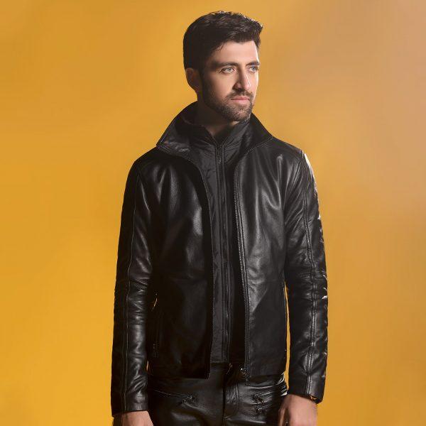 Windbreaker Leather Jacket - Black | Kaptan