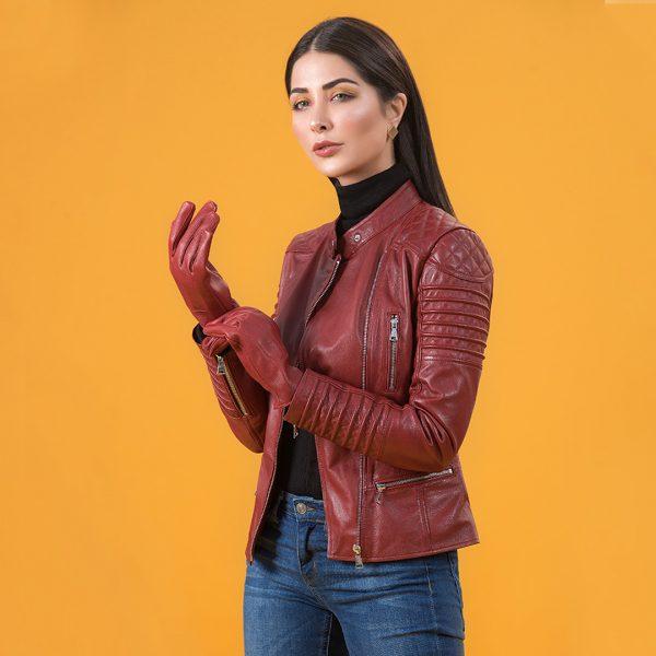 Classic Perfecto Leather Jacket - Red | Kaptan