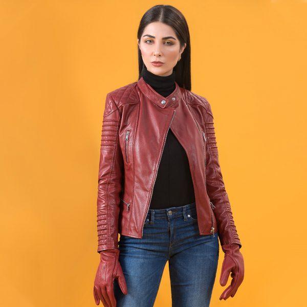 Classic Perfecto Leather Jacket - Red | Kaptan
