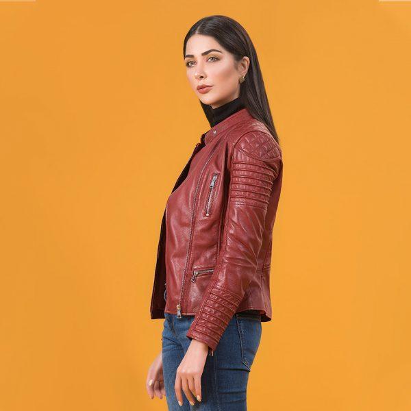 Classic Perfecto Leather Jacket - Red | Kaptan