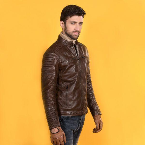 Racer Sheep Leather Jacket - Brown | Kaptan