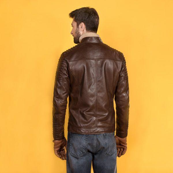 Racer Sheep Leather Jacket - Brown | Kaptan