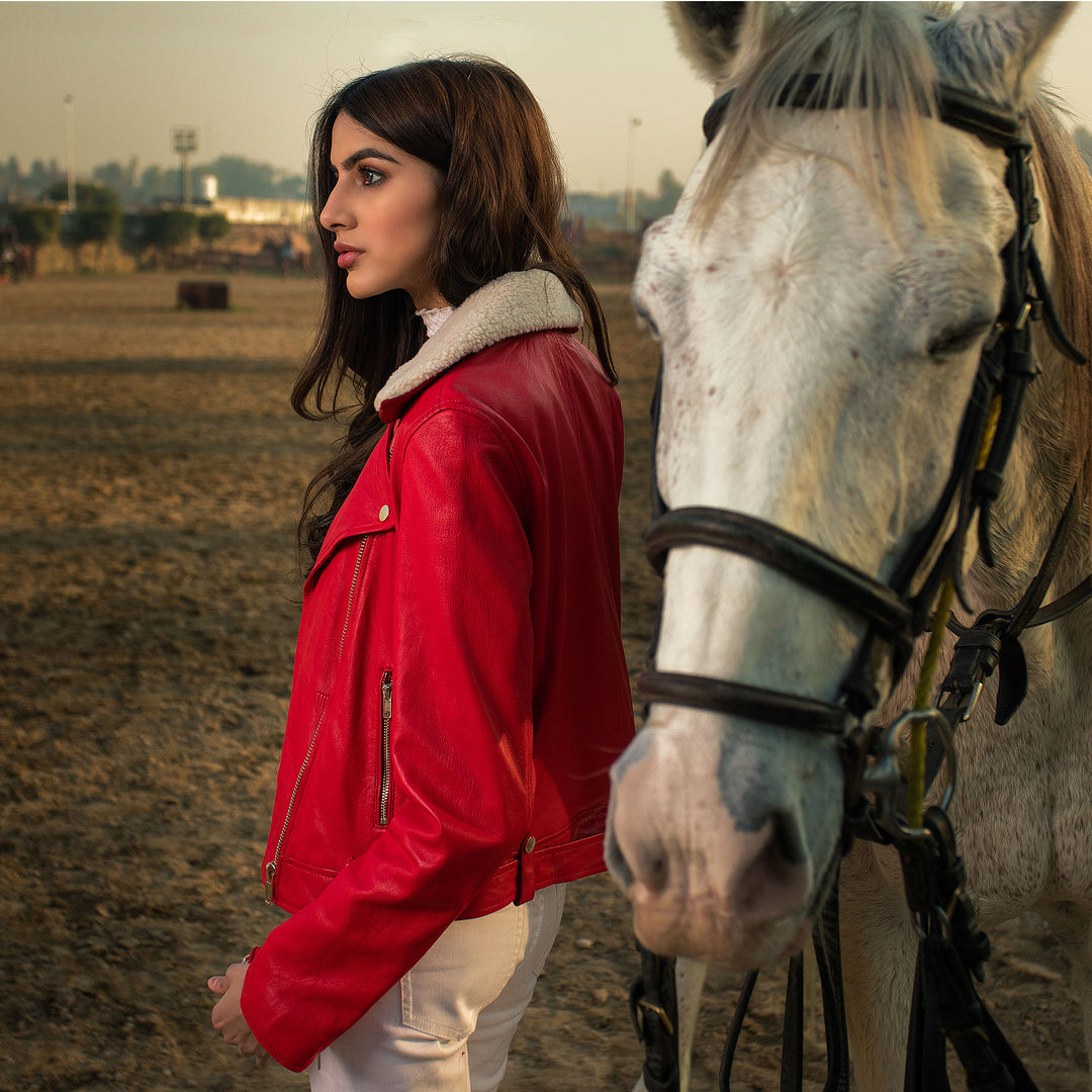 Red Perfecto Leather Jacket - Women