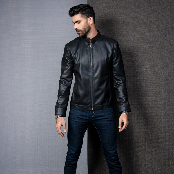 Vintage Black Biker Leather Jacket - Kaptan