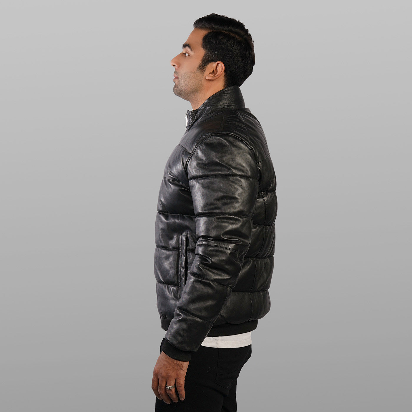 Black Padded Bomber Jacket - Black | Kaptan